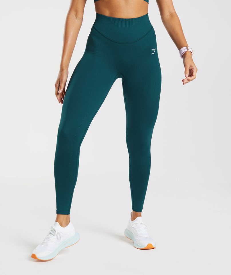 Legginsy Gymshark Sweat Seamless Sculpt Damskie Turkusowe | PL 796GYB